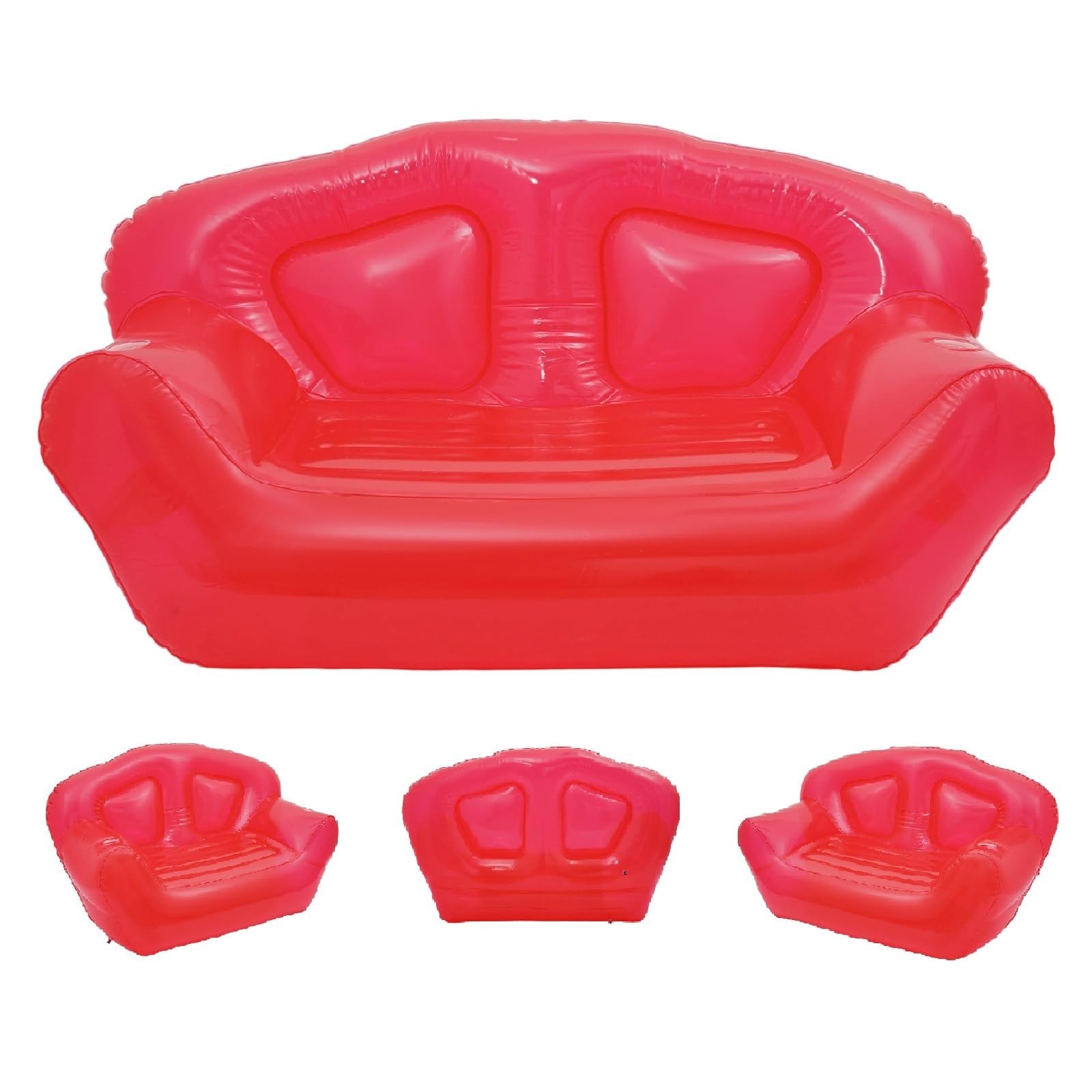 Inflatable Double Sofa Chair – Clear Blow Up Couch, 440 Lbs Capacity, Rapid Infl