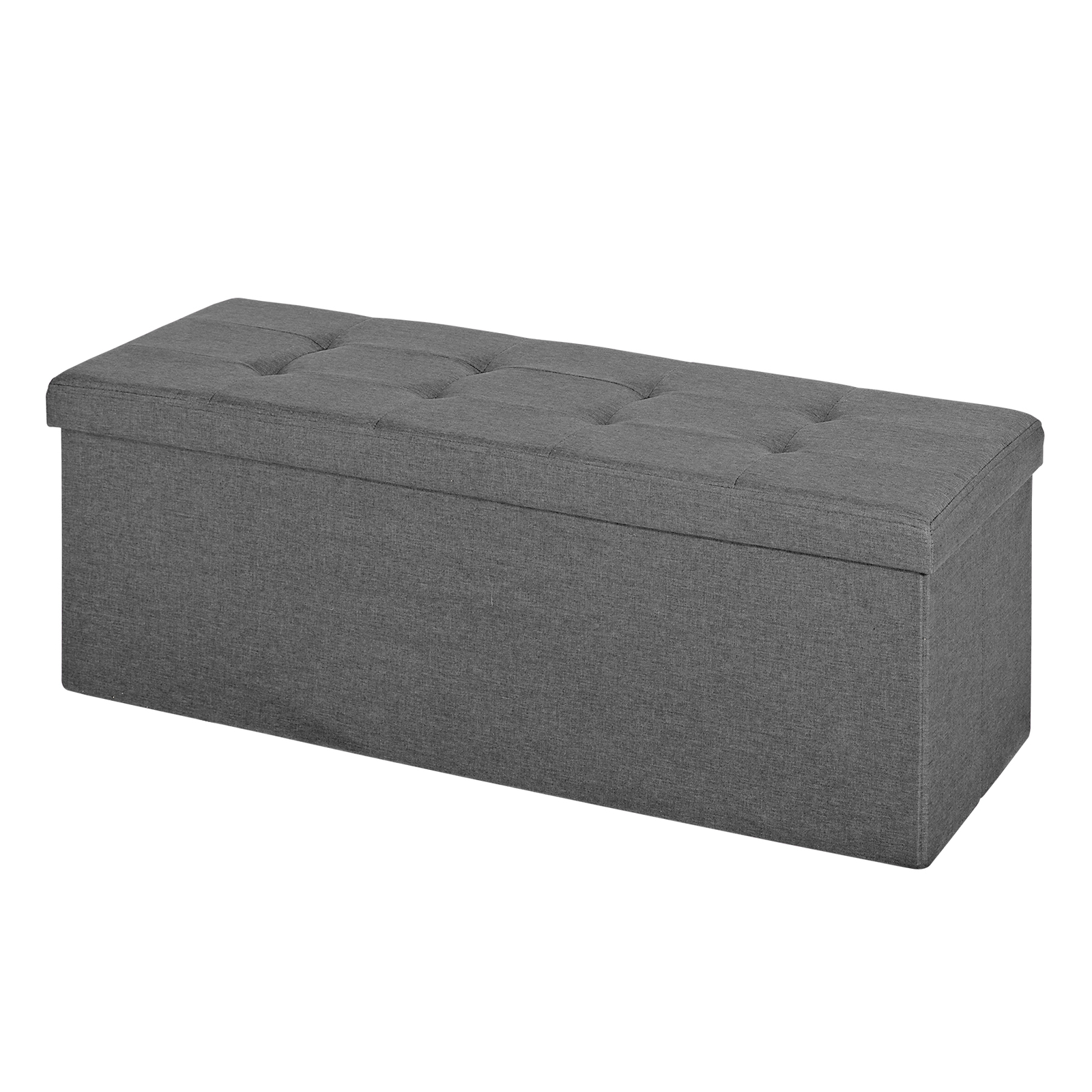 43″Storage Ottoman Bench Folding Chest Footrest Stool MDF Frame w/Lid Light Grey