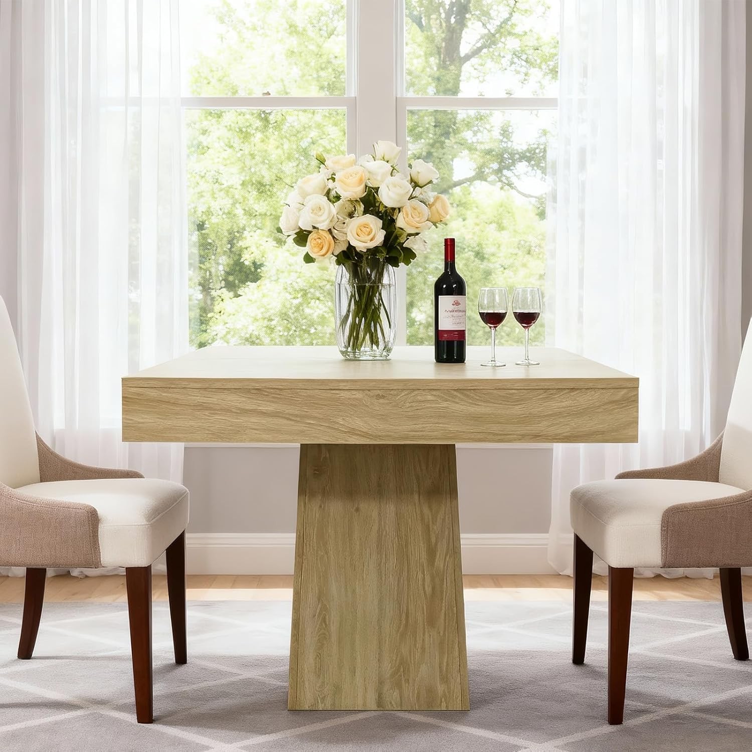 31.5-Inch Square Dining Table for 4 People, Small Kitchen Table for Living Room
