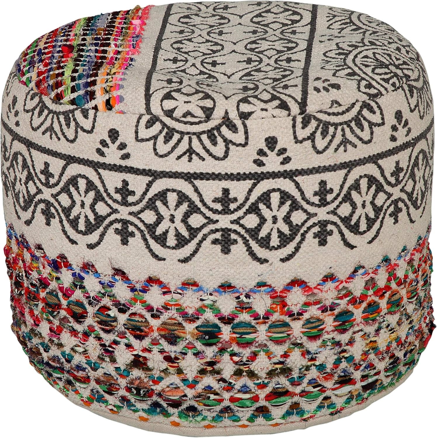 L. R. Resources Inc. LR Home Multicolor Floral Cotton Blend Ottoman Pouf Home