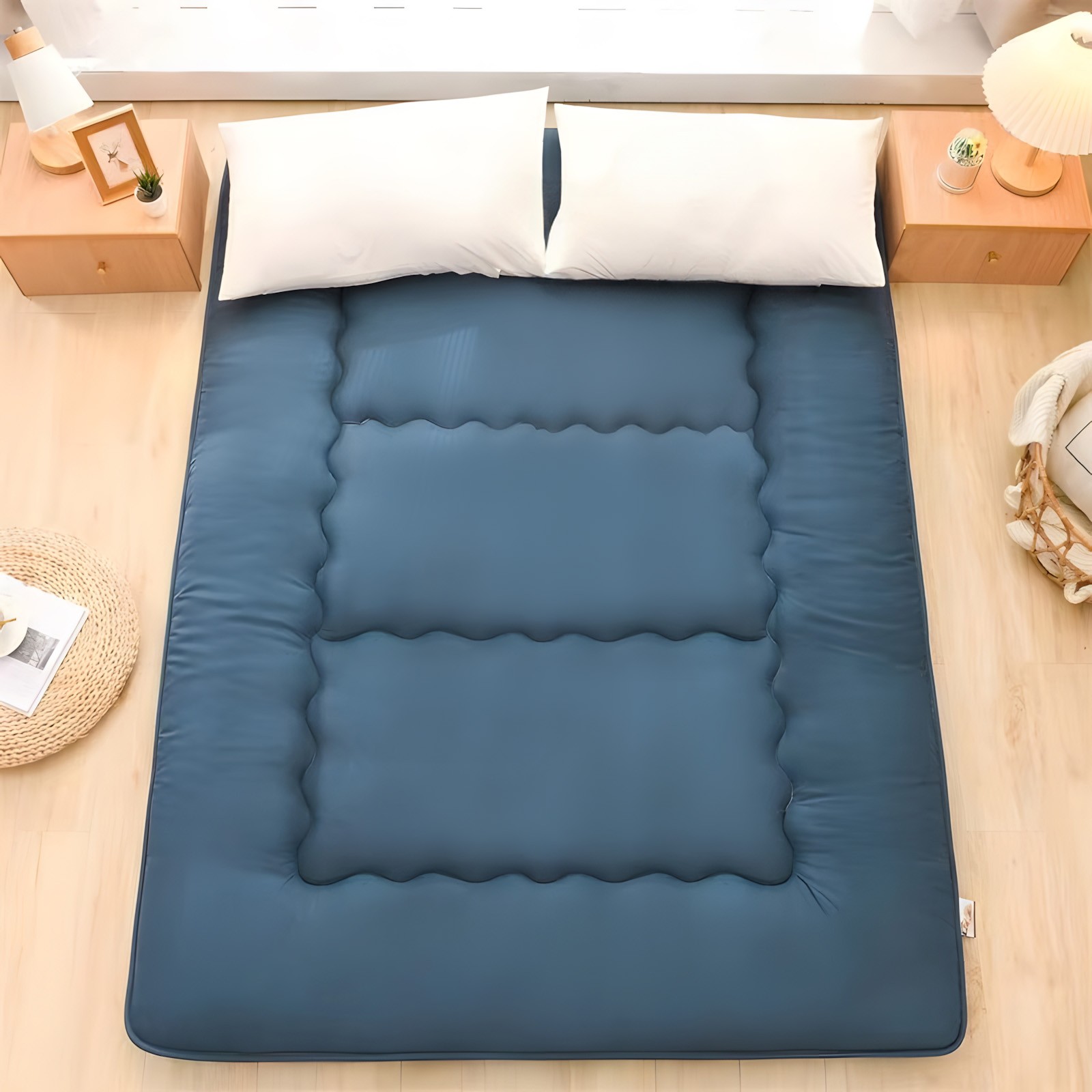 Foldable Japanese Floor Mattress Roll Up Futon Tatami Mat for Camping Guest Room