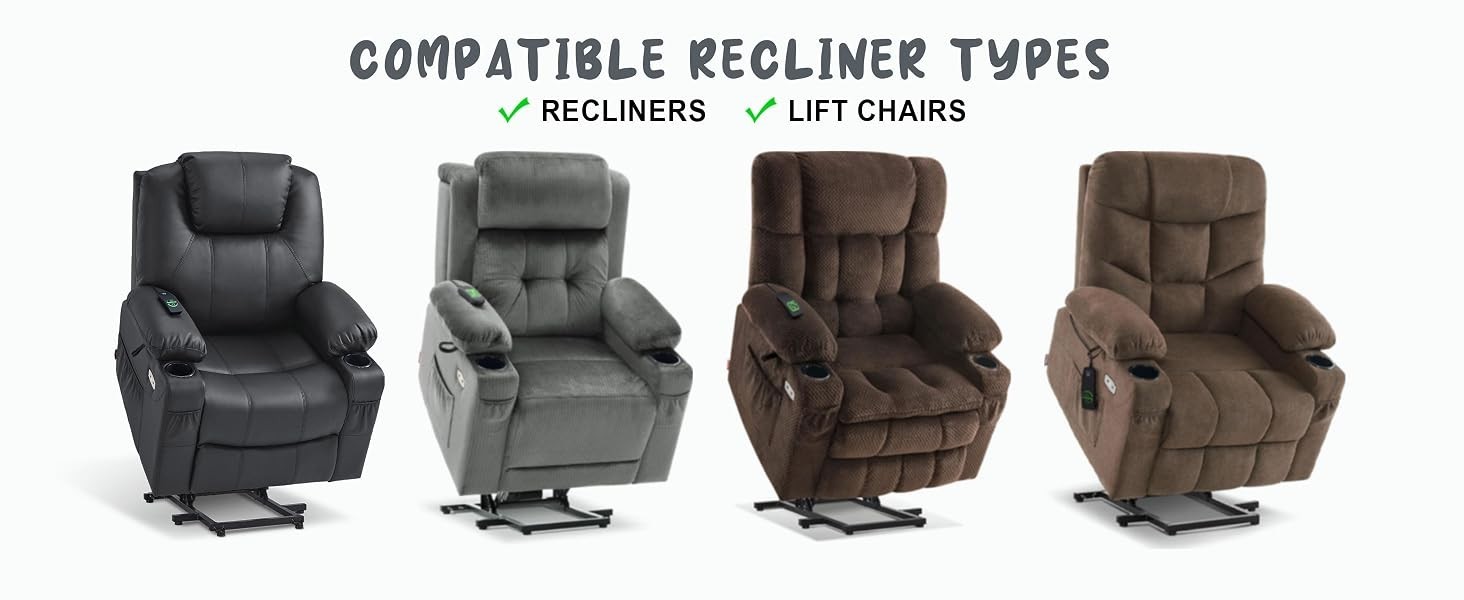 Waterproof Recliner Chair Cover w/ Pockets, Non Slip Washable Light Grey, 20″