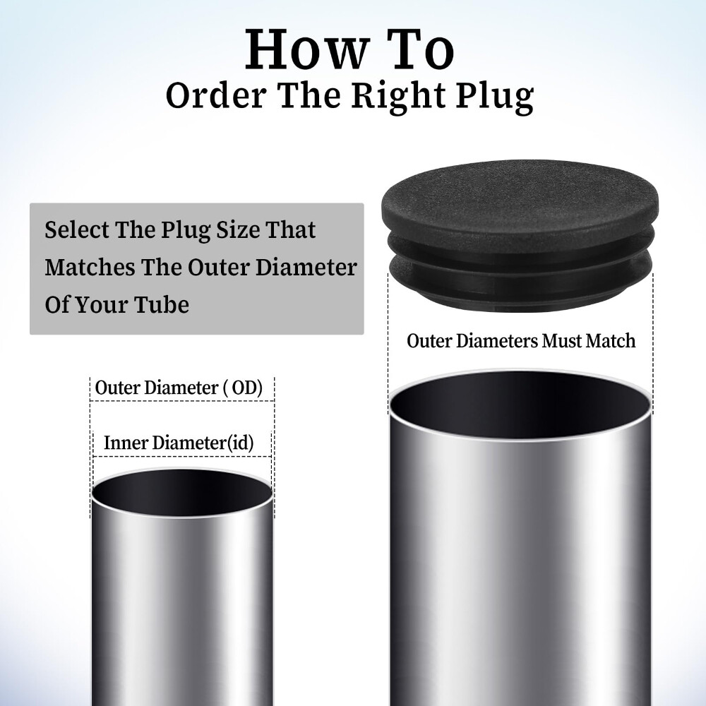 Round Plastic Black Blanking End Caps Tube Pipe Inserts Hole Plug Bung 10-140mm