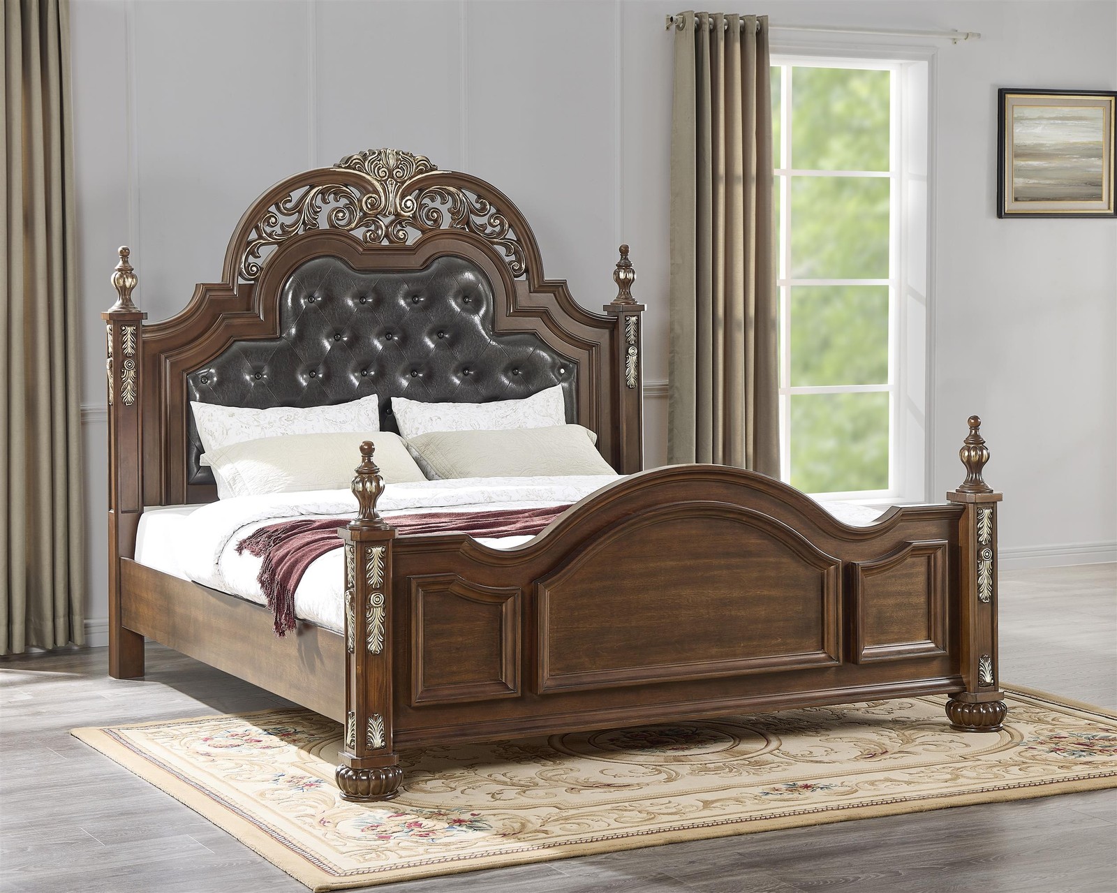 Glory Furniture G07100A-KB Cherry Finished Wood King Bed