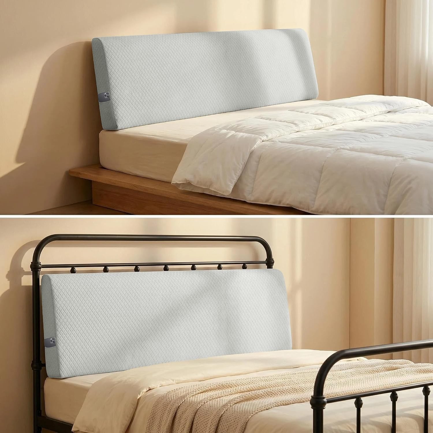 No-Tools Headboard Pillow King Size – Instant Back Support for Bed Reading,