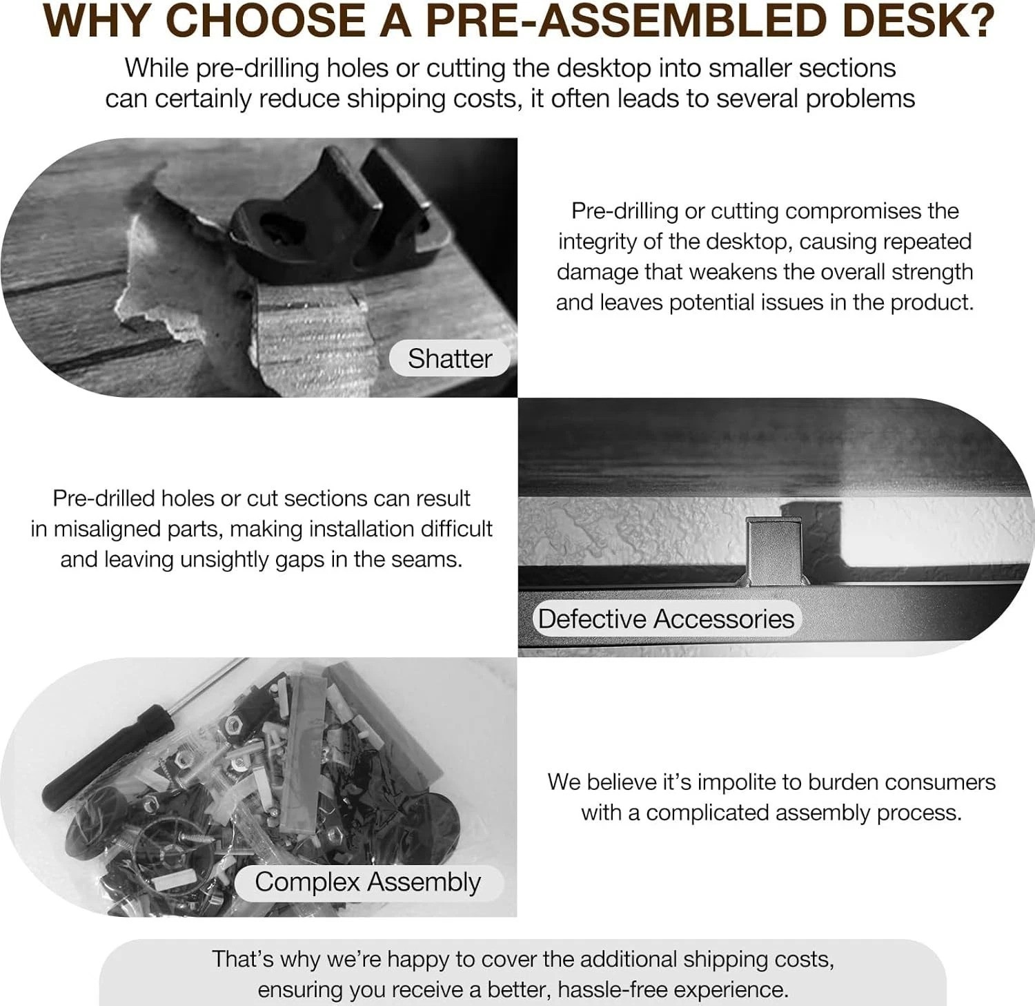 No Assembly Required! 35.8″ Portable Folding Desk with Rustic Brown Finish