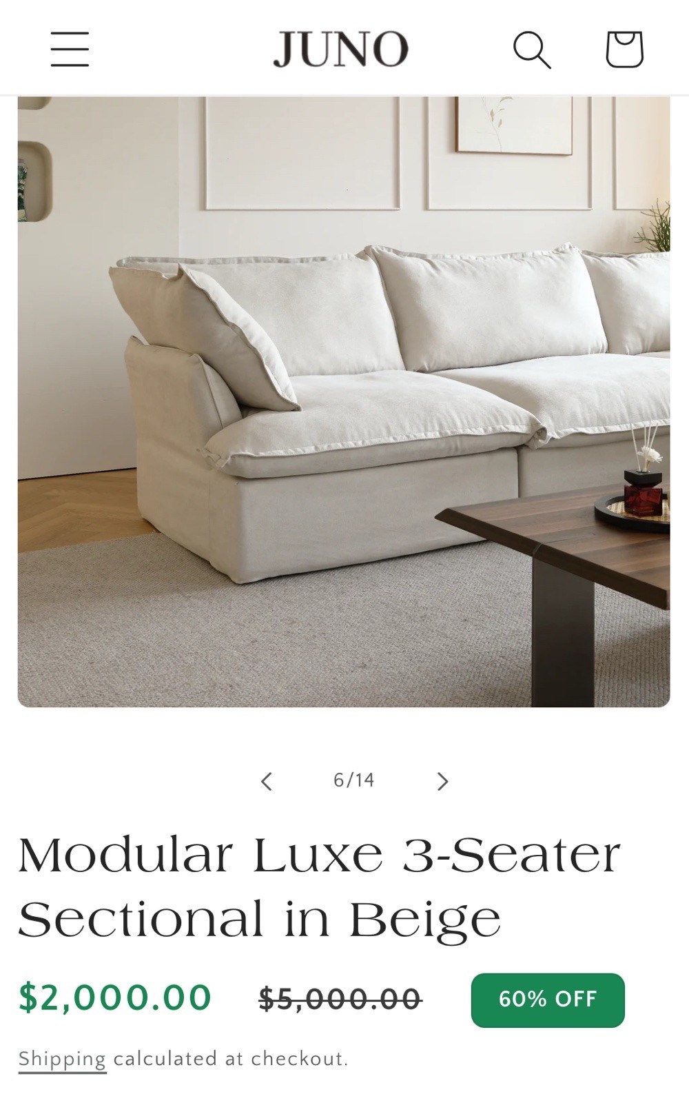122” Brand New Cloud Couch with Chase That Serves As Storage As Well.