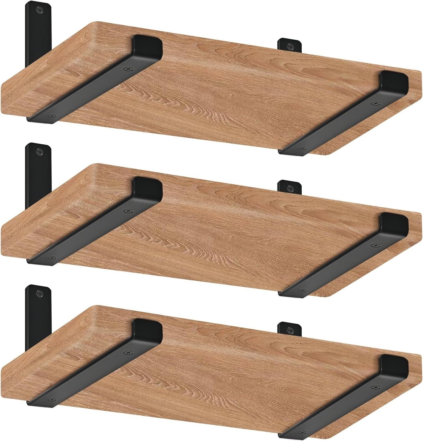 6-Pack Black, 11.25” x 6” x 1.5” ,12 inch Shelf Brackets for DIY Floating Shelf