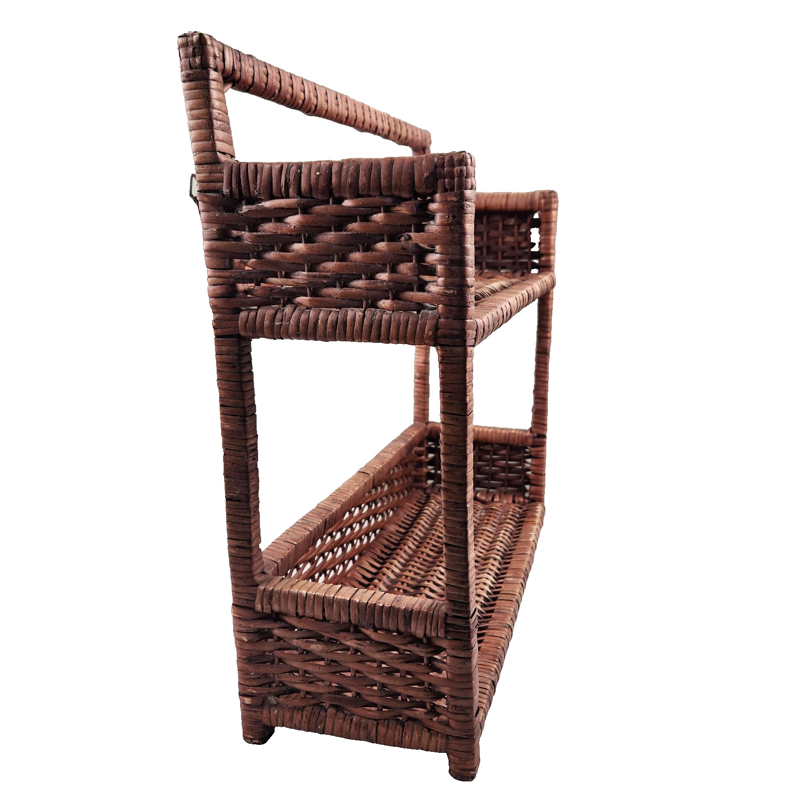 VTG Wicker 2‑Tier Shelf Boho Rattan Hanging or Tabletop Display Sustainable