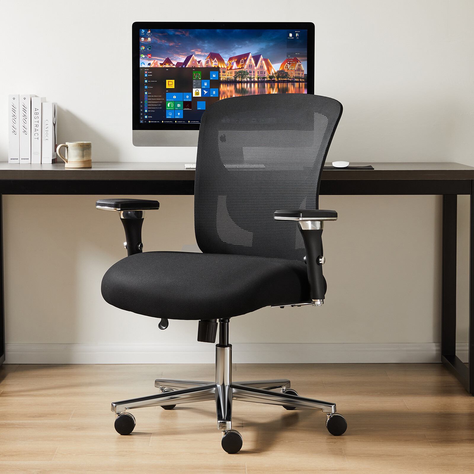 500lbs Big and Tall Office Desk Chair with Lumbar Support 3D Arms Computer Chair