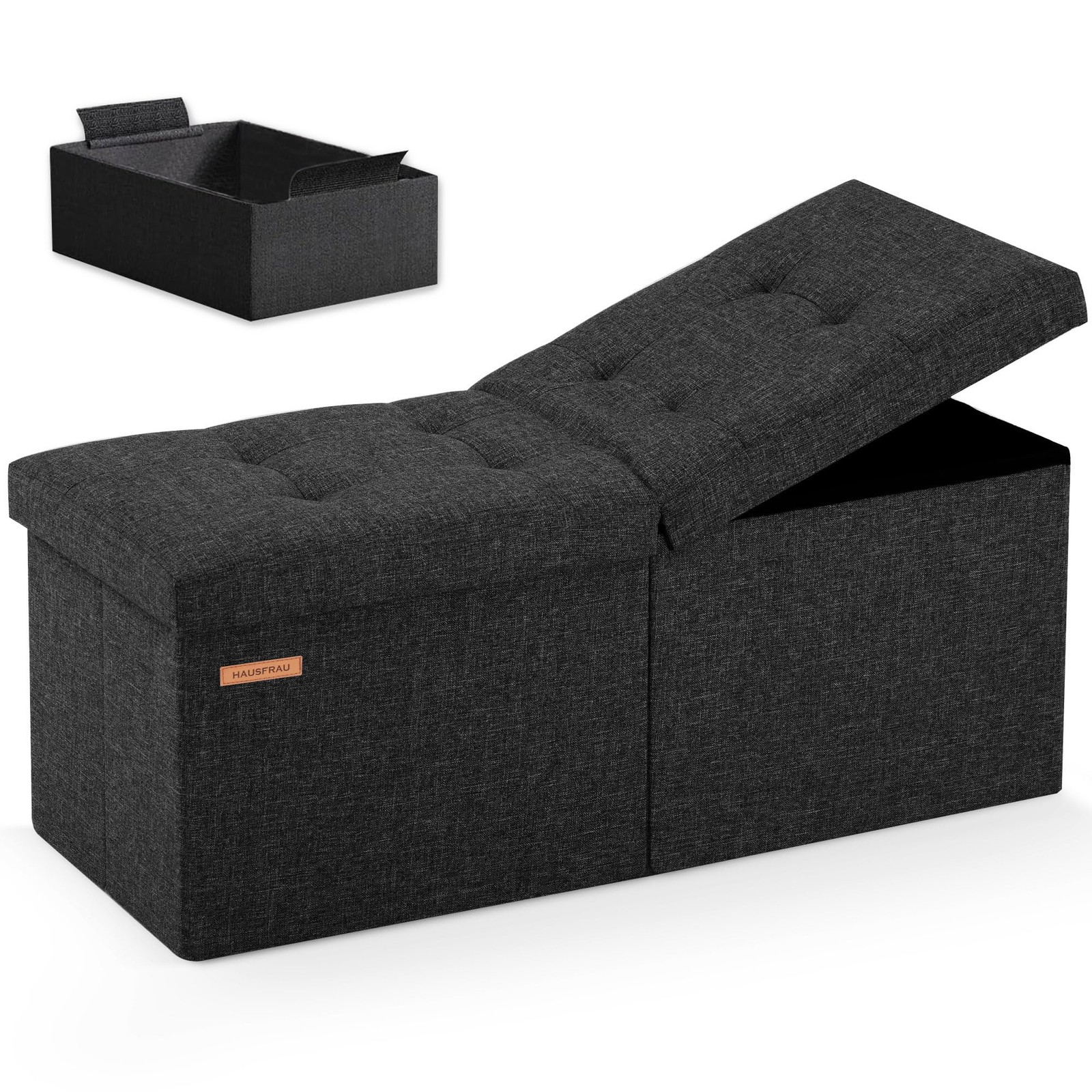 31.5 Inches Ottoman with Storage, Folding Ottoman Bench Small Foot Rest Stool…