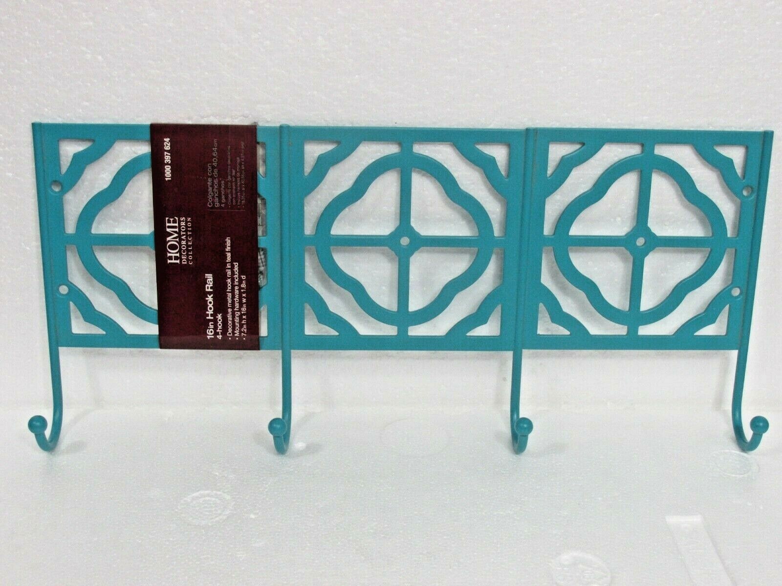 Home Decorators Collection Metal 16” Teal Finish 4-Hook Rail – BRAND NEW