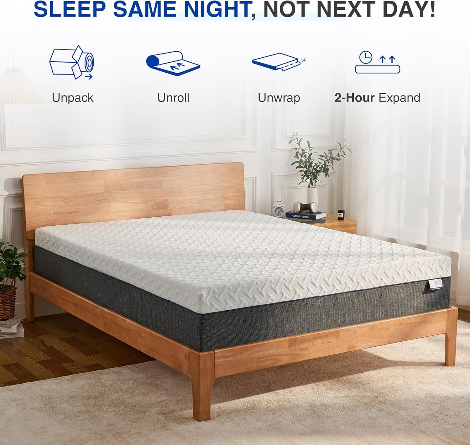 Gelsea 12 Inch Green Tea Memory Foam Mattress, Queen Memory Foam Mattress in a B