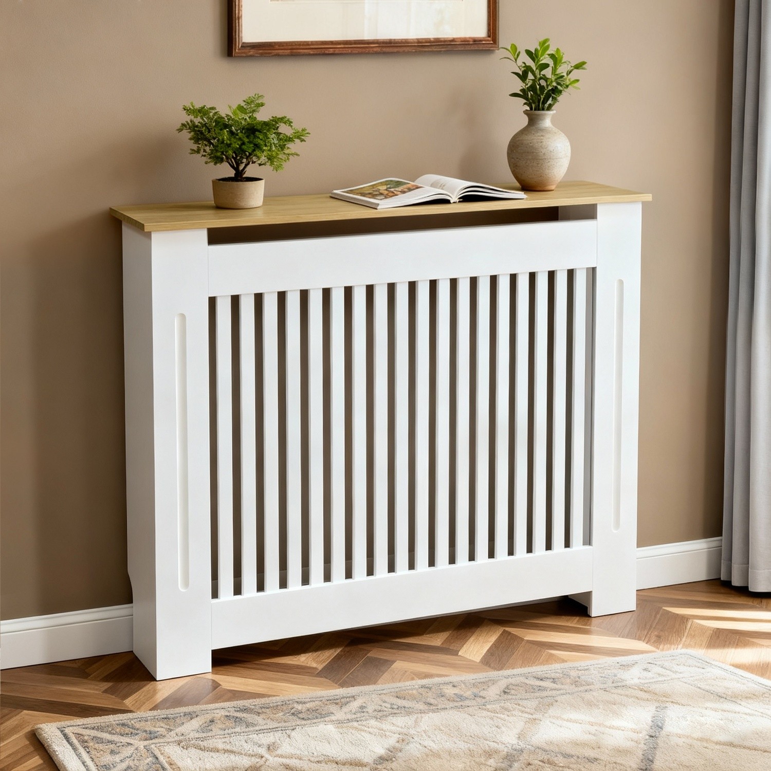 36” Tall Radiator Cover Wood Cabinet Decorative Heater Protector Grill Shelf