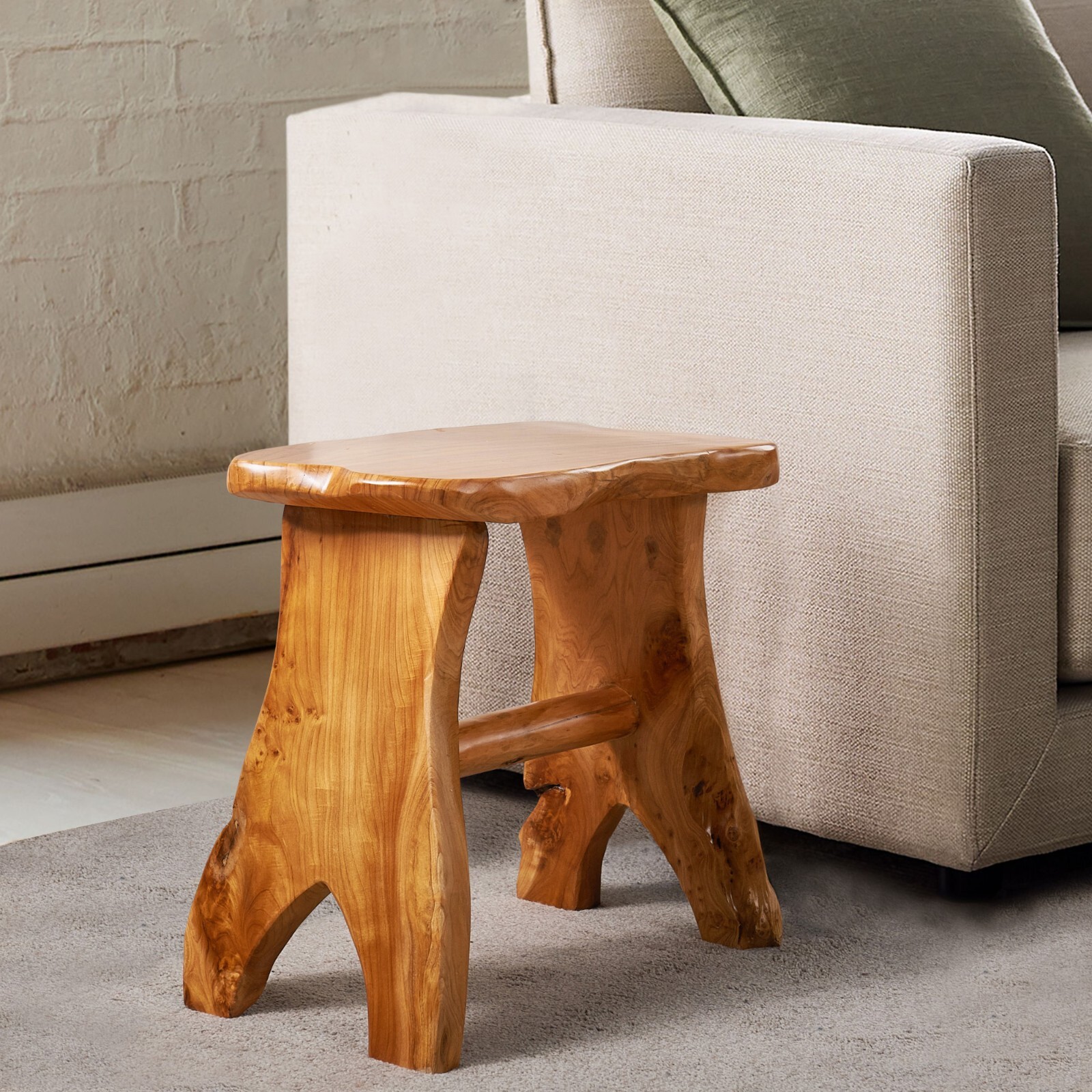 Live Edge Cedar Bench Rustic Wood Entryway Bench Farmhouse Stool Side Table Gift