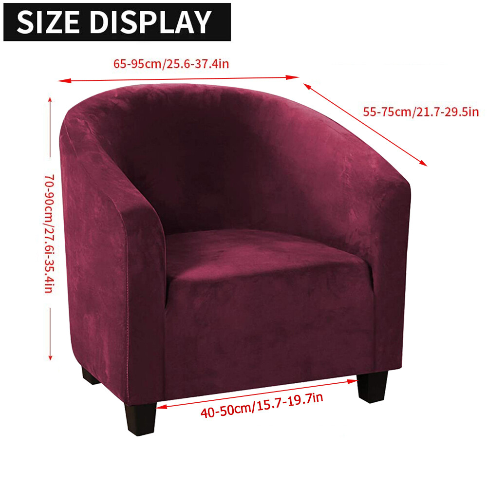 Stretch Velvet Club Chair Cover Counter Bar Home Tub Barrel Armchair Slipcovers