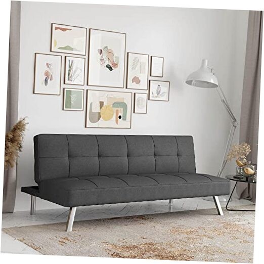 Rane Futon Sofa Bed 66.1″, 3-in-1 Convertible Couch Sleeper for Small Charcoal