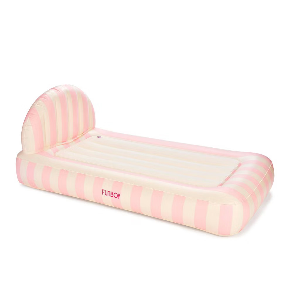 FUNBOY Light Pink Stripe 15″H Kids’ Sleepover Twin Air Mattress Bed with