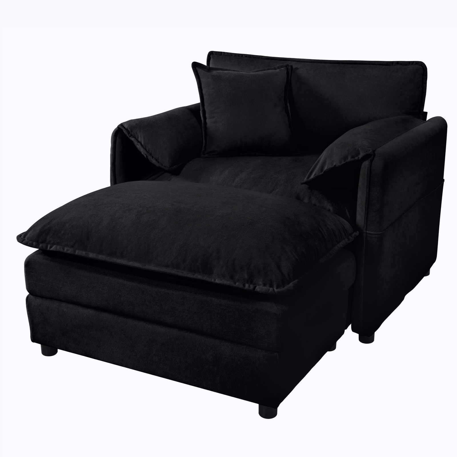 Oversized 57.48″ Recliner Chair with Movable Ottoman – Soft Chenille Upholstere