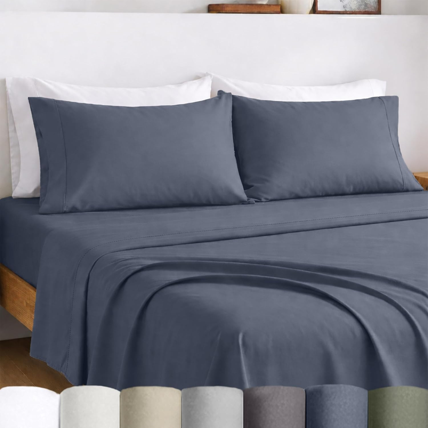 Luxury 100% Egyptian Cotton Queen Deep Pocket Sheet Set – Mineral Blue
