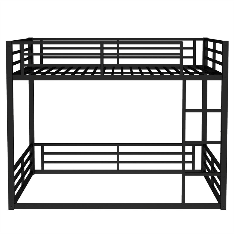 Queen Over Queen Metal Bunk Bed with Guardrails for Teens and Adults Bed Frame