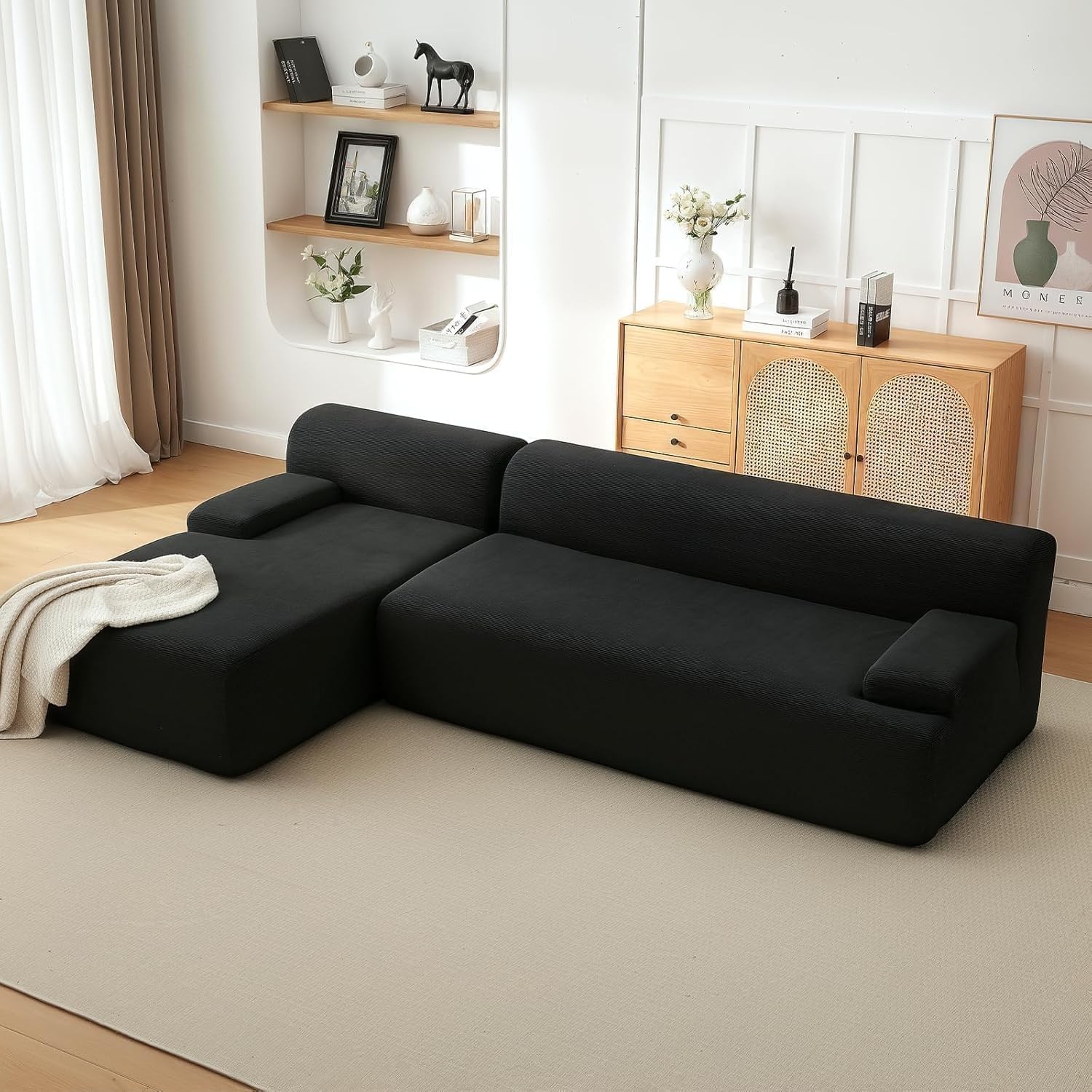 108″ Modular Cloud Couch Sectional with Left Chaise, L-Shaped Boneless Sofa