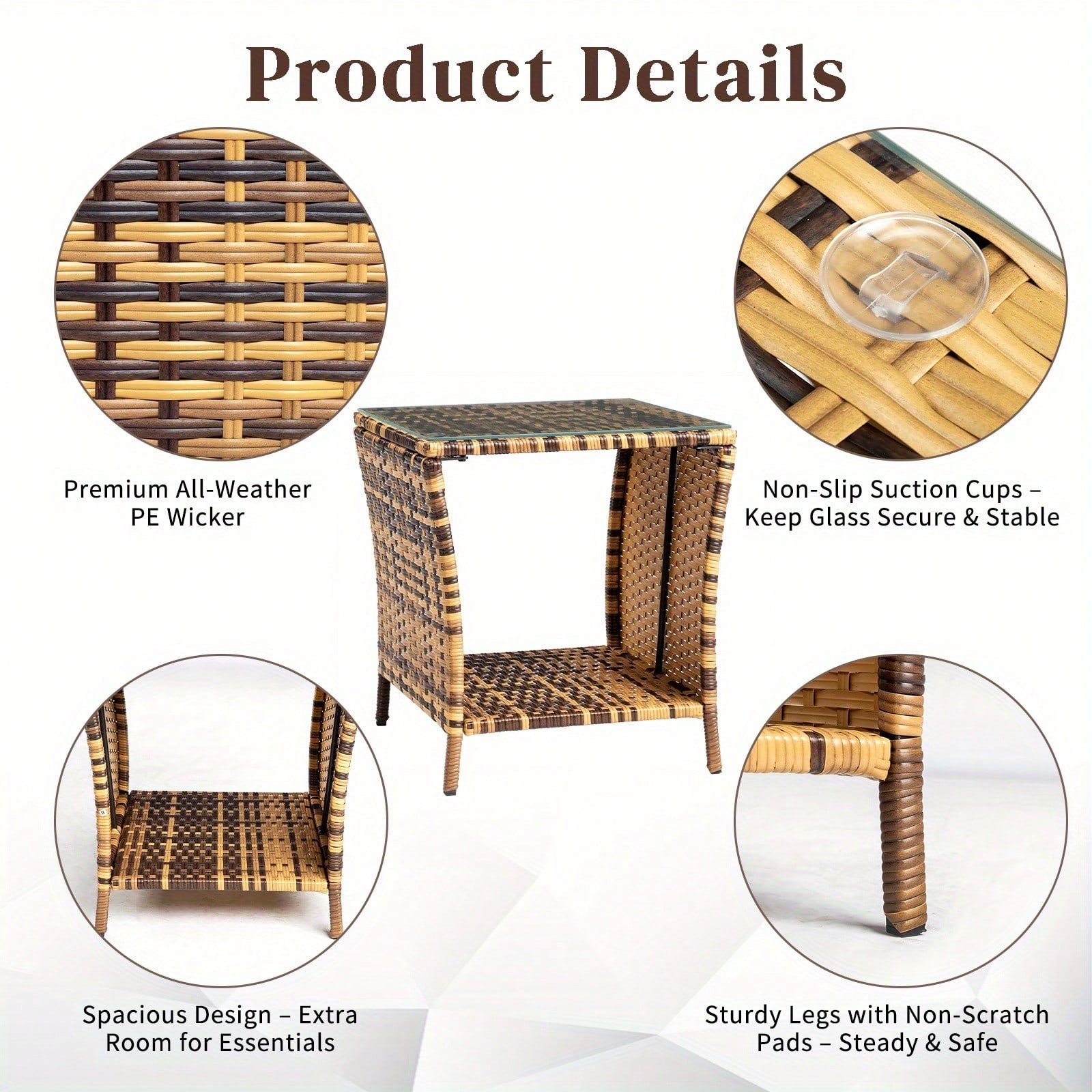 Extra Large 46x46x49.5cm Double-Layer Coffee Table/Side Table With Thickened