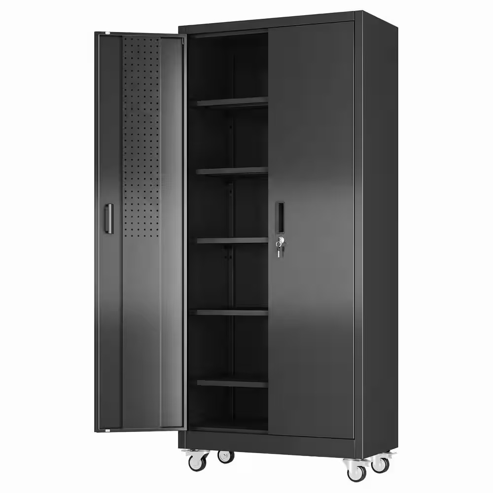 32 In.W X 71 In.H X 16 In.D Steel Rolling Freestanding Cabinet with 5-Adjustable