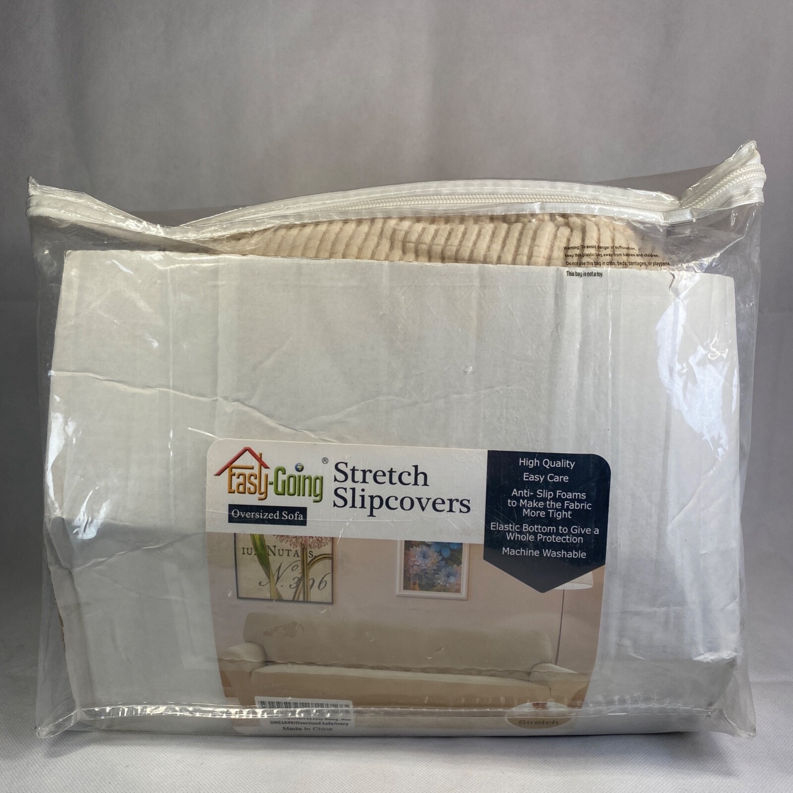 Stretch Oversized Slipcover By Easy-Going, Ivory, Easy Care, Anti-slip, Elastic