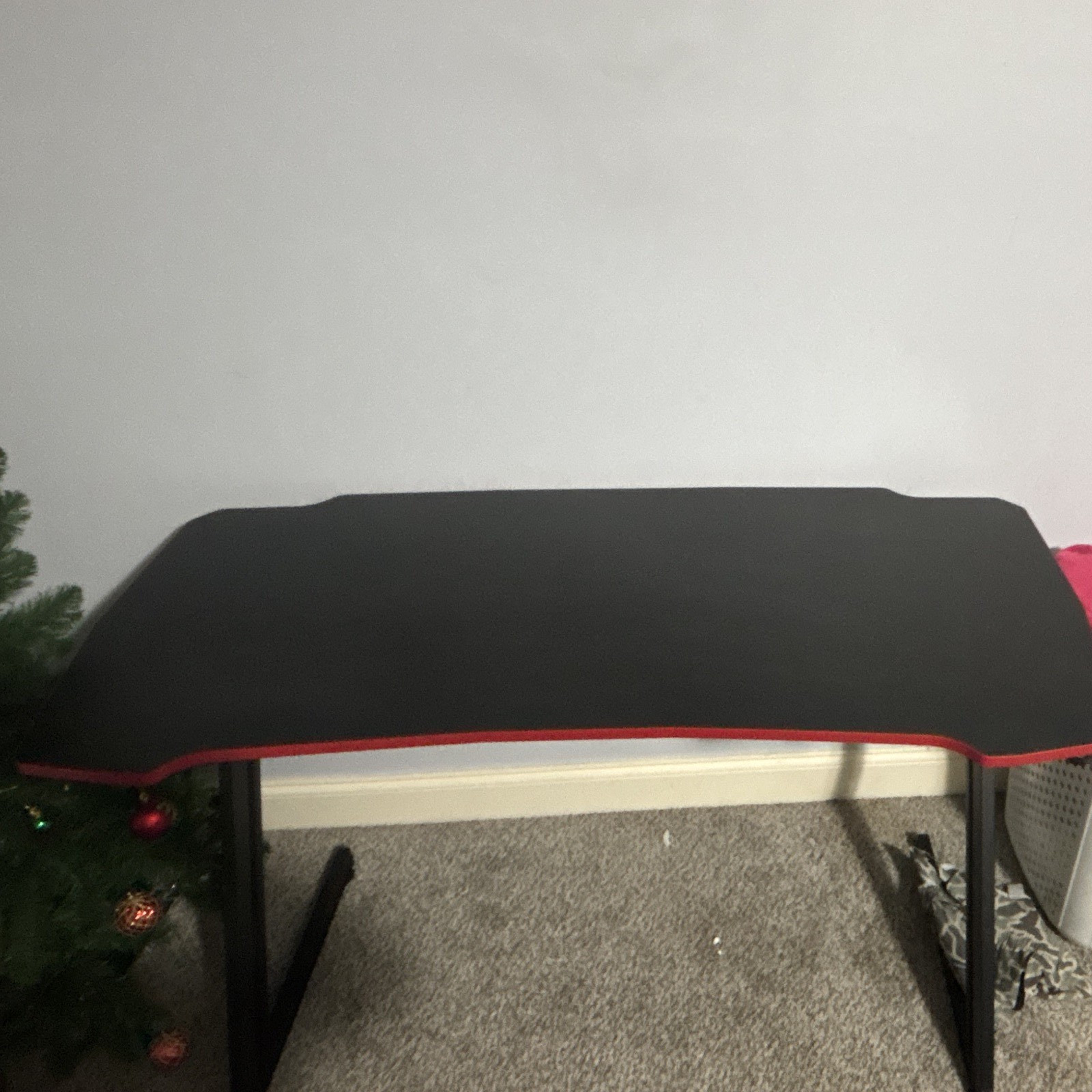 Modern Black/Red Freestanding Computer Desk, Metal & MDF, 41-50in