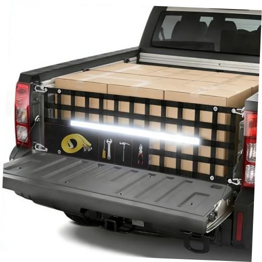 Upgraded 60″ W X 18″ T Tailgate Net for Pickup Truck Bed Storage with 4 Bags,