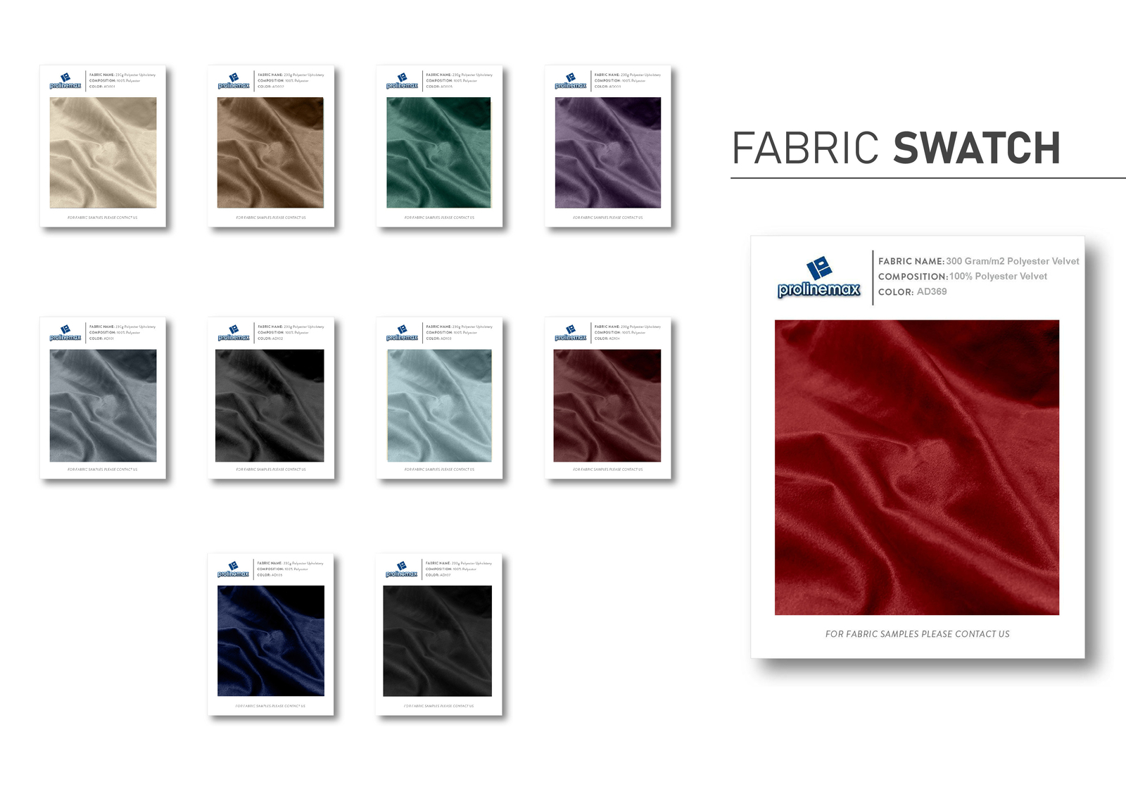 Velvet Fabric Sample Set for Indoor Daybed Covers | 11 Colors