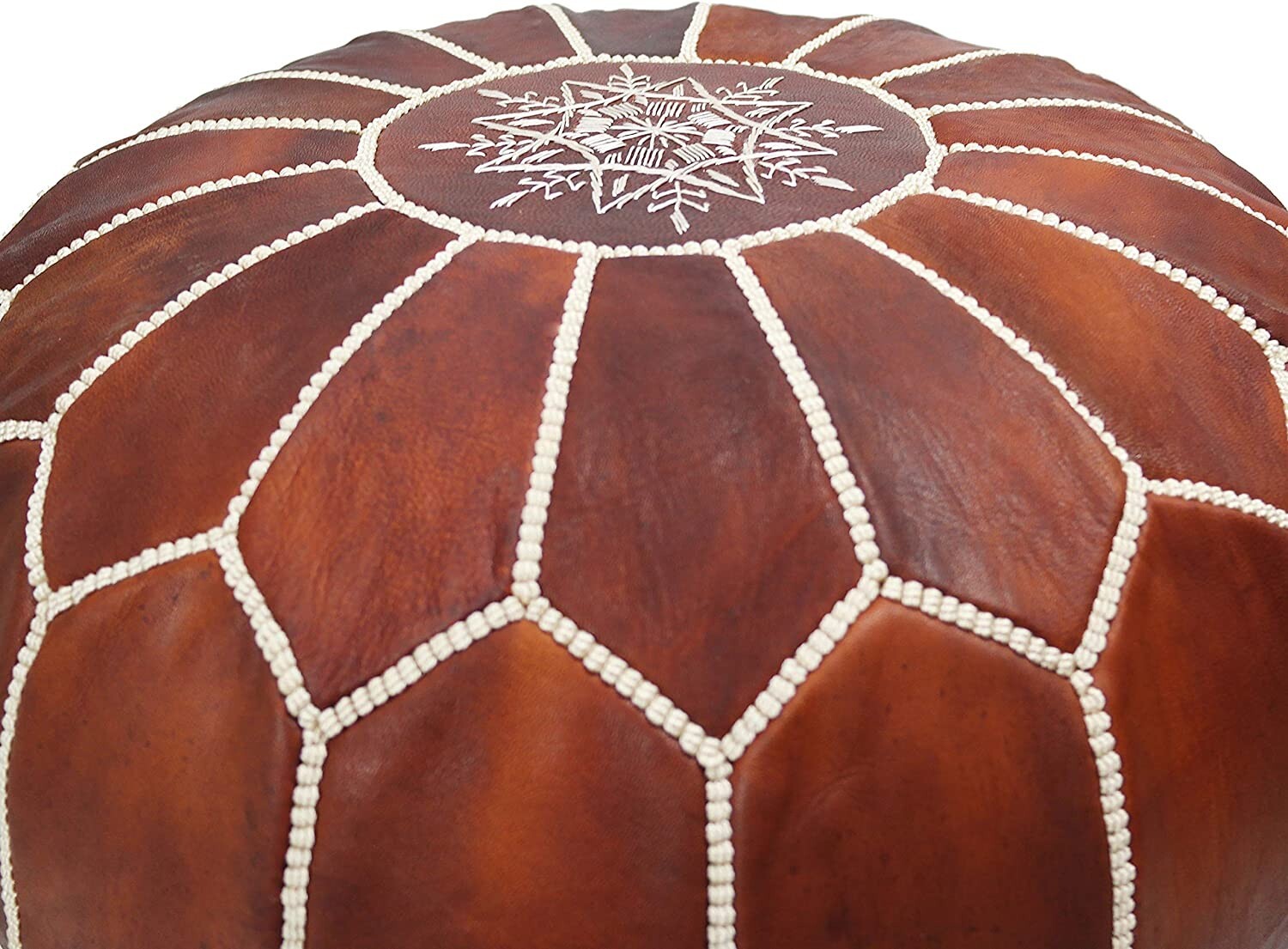 STUFFED Moroccan Handmade Genuine Leather Boho Pouf Ottoman Footstool Pouf