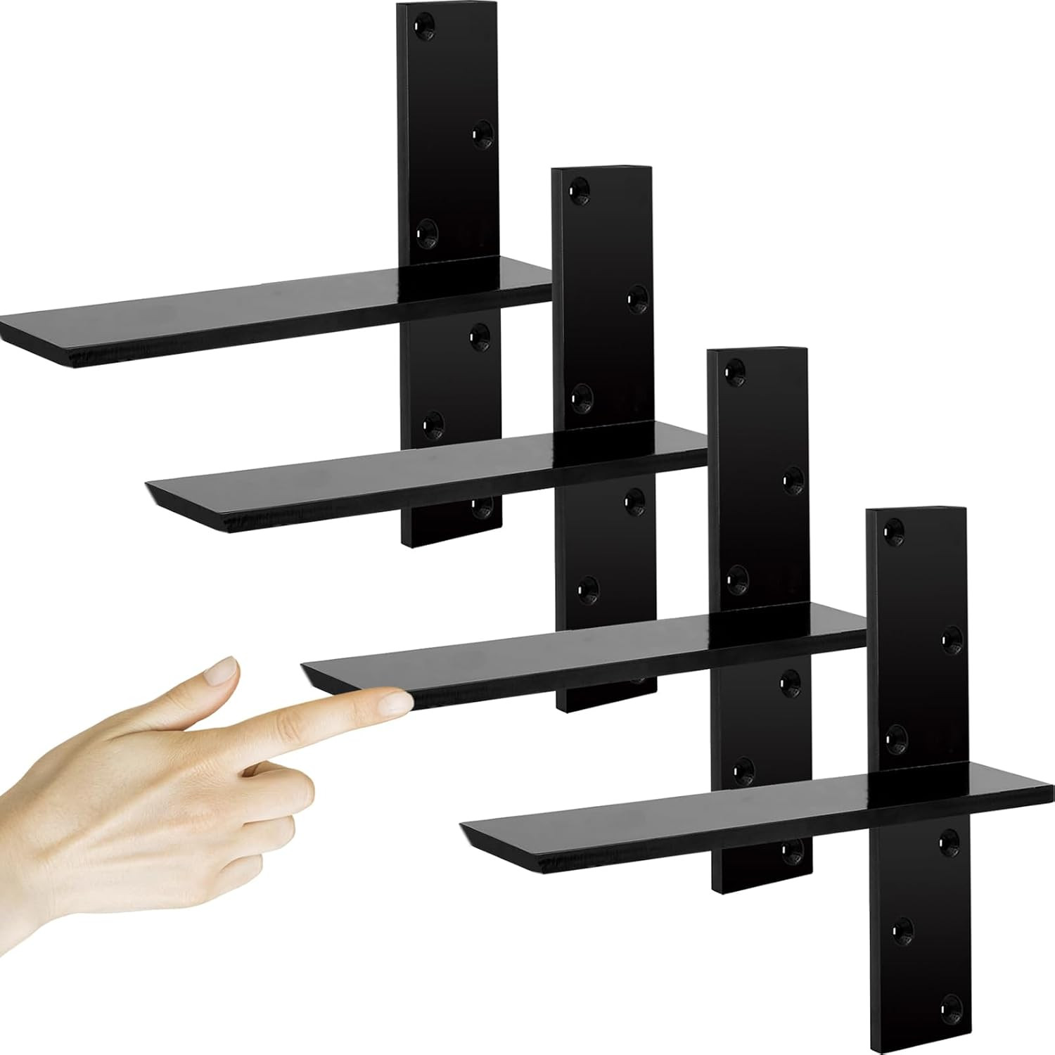3/8″ Thick Heavy-Duty Floating Shower Bench Brackets – 12″ L X 2.5″ W Wall Mount