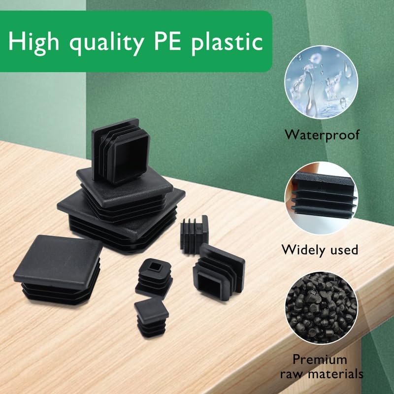1-1/4″ (32mm) Plastic Hole Plugs Black-Square Chair Leg Caps & Pipe Plugs, Tu…