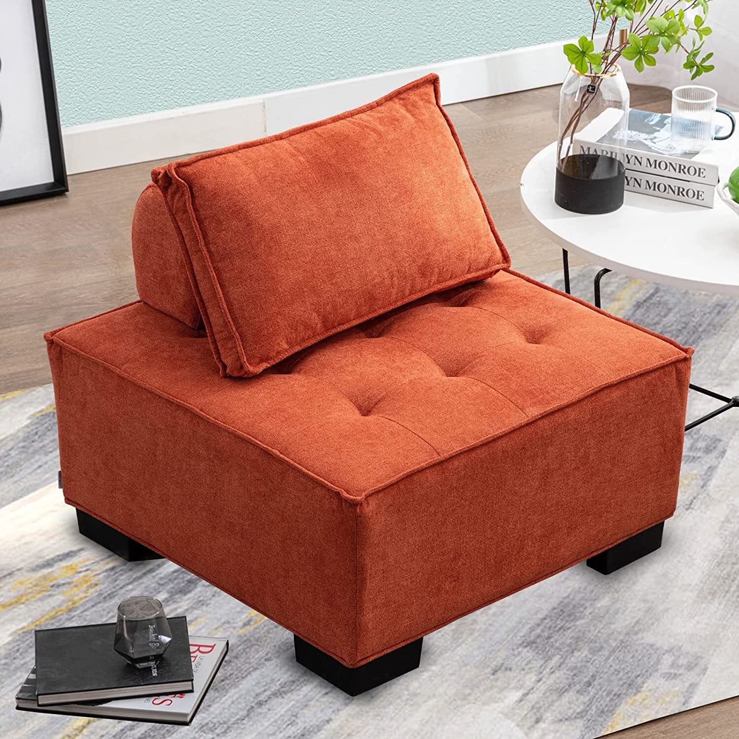 Modern Upholstered Barrel Chair Accent Chair Lazy Sofa Lounge Chair for Bedroom