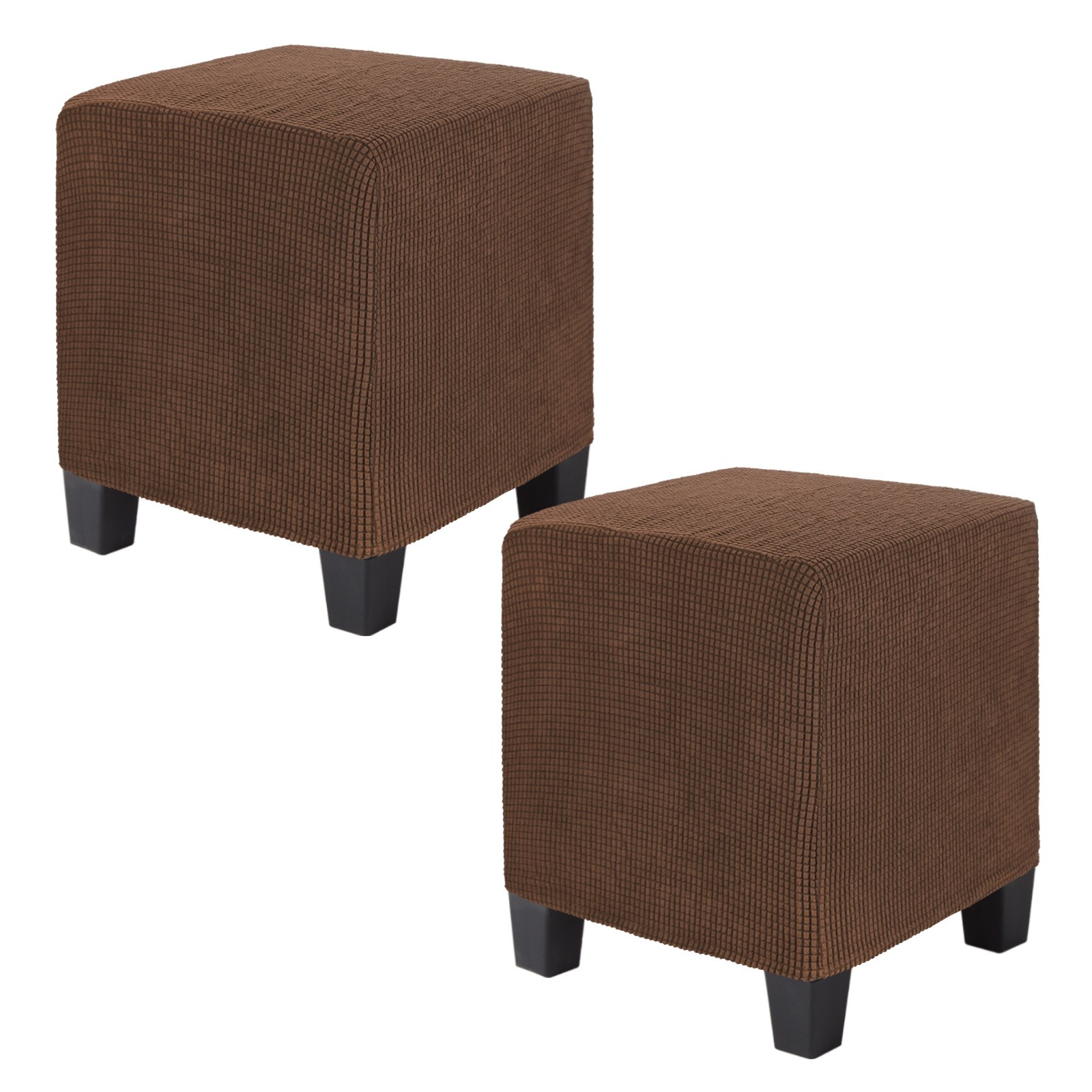 2-Pack 13″x13″x15″ Square Ottoman Slipcovers Footstool Protector Coffee