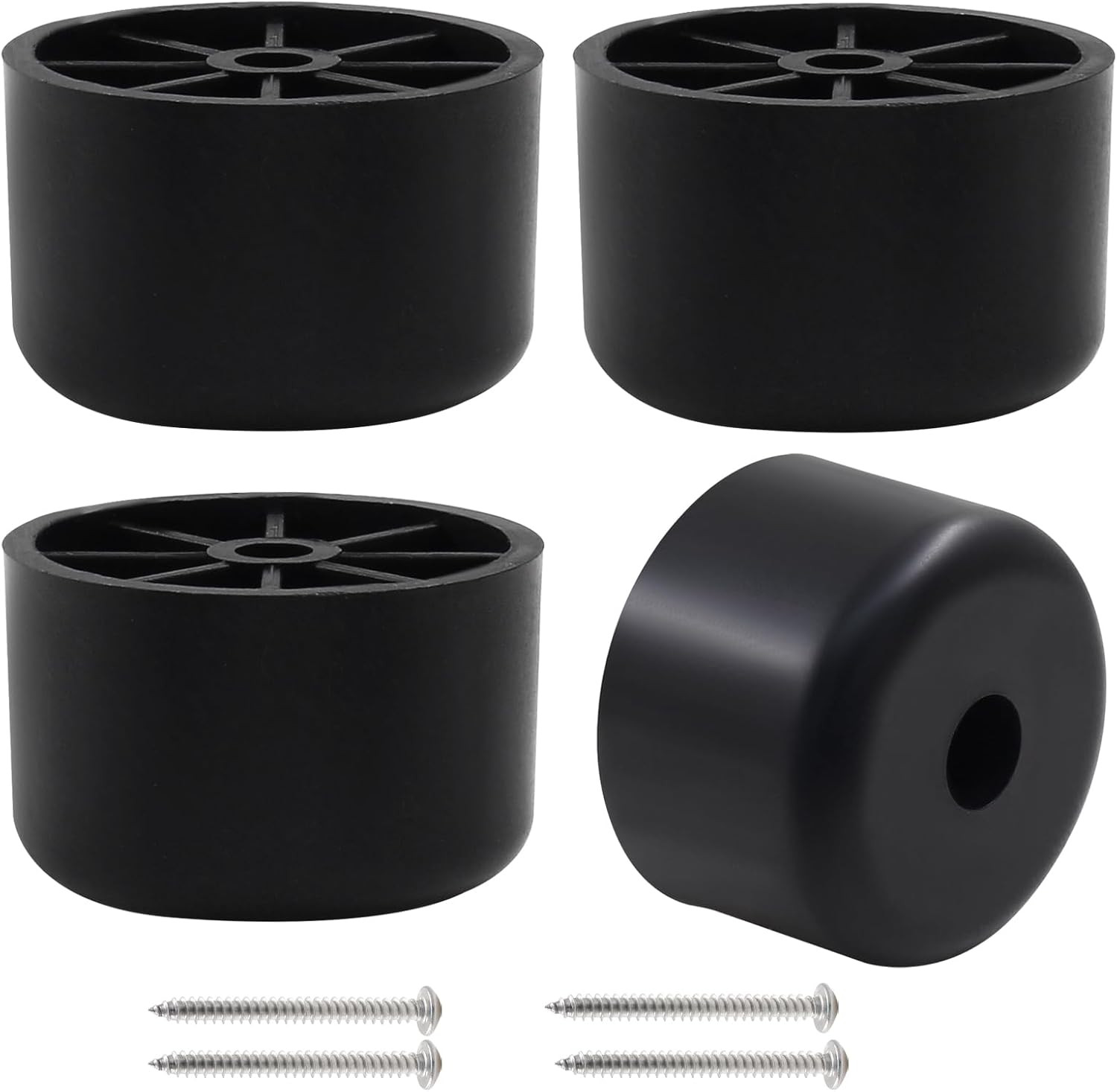 4Pcs 1″ Plastic Furniture Legs Black Round Tapered Sofa Couch Feet Replacement