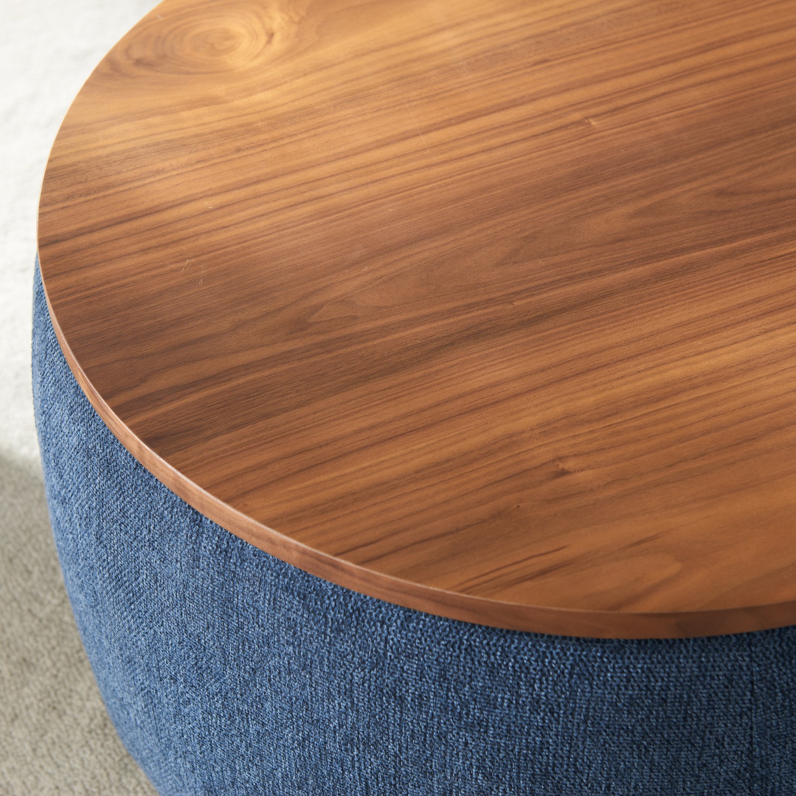 Round Storage Ottoman 2 in 1 Function End table Navy (25.5″x25.5″x14.5″) Fashion