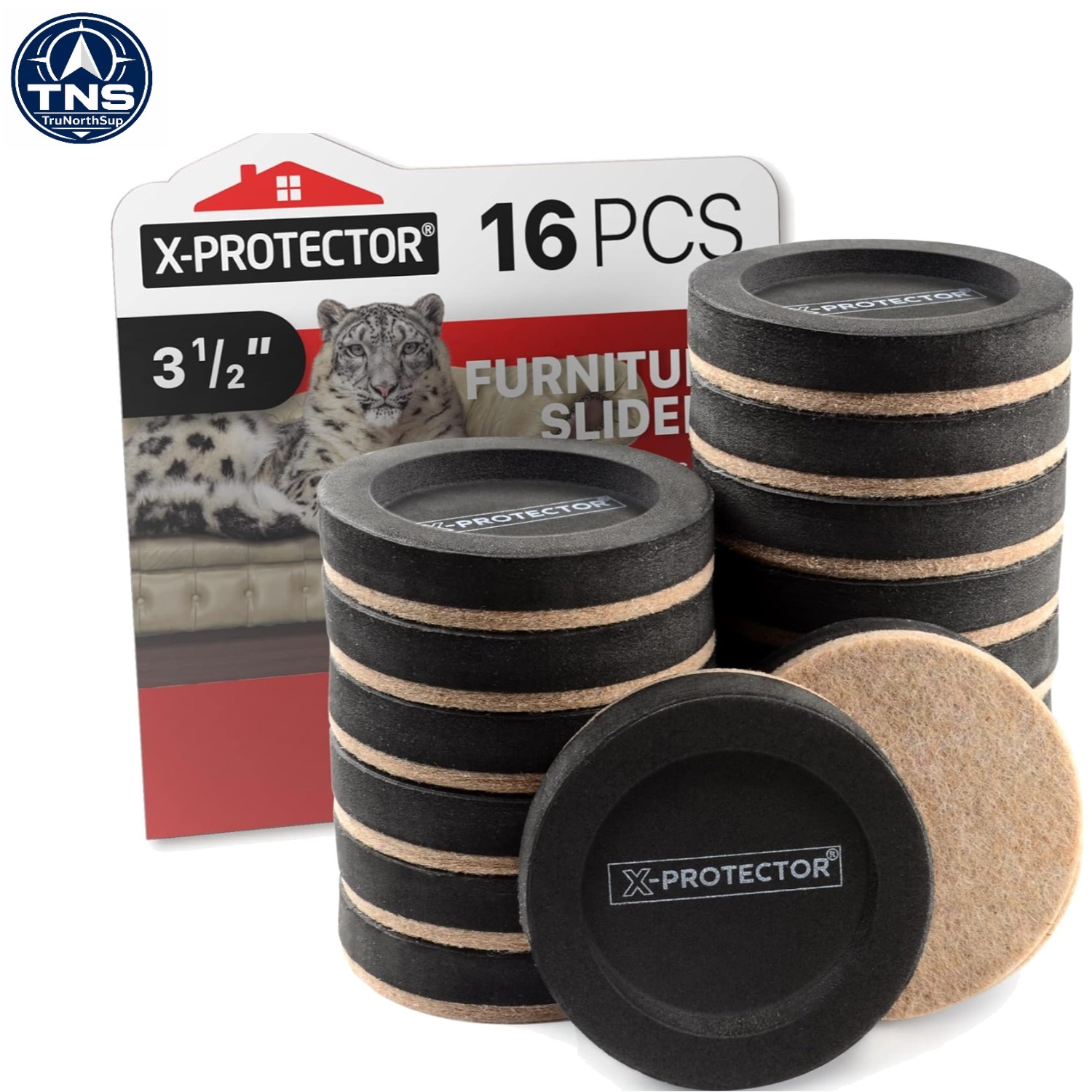 Furniture Sliders 16 Pcs 3.5 inch Felt & Rubber Foam for Hardwood Floors