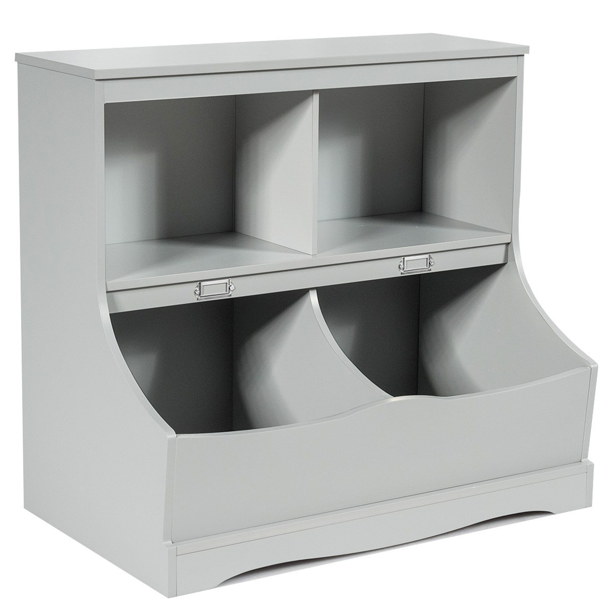 Children’s Multi-Use Bookcase Toy Storage Display Bin Kids Floor Cabinet Grey