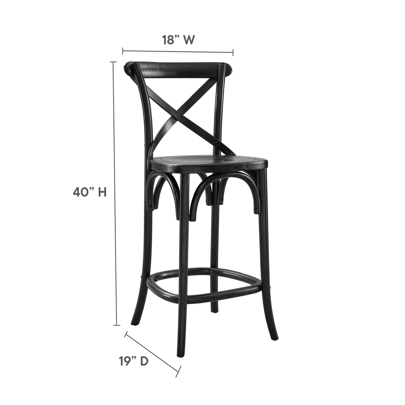 Modway Gear 39.5″ Modern Style Elm Wood Counter Stool in Black Finish