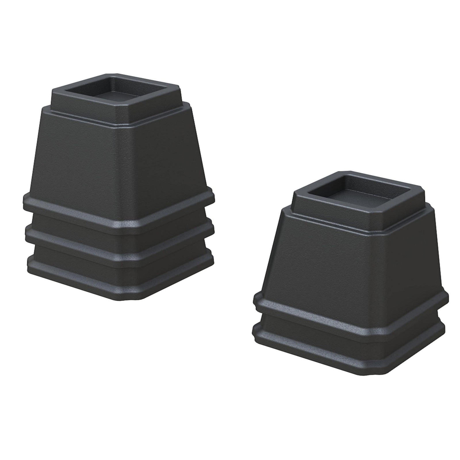 4 Inch Heavy Duty Black Square Stackable Bed Furniture Risers 3000lbs 6 Pack