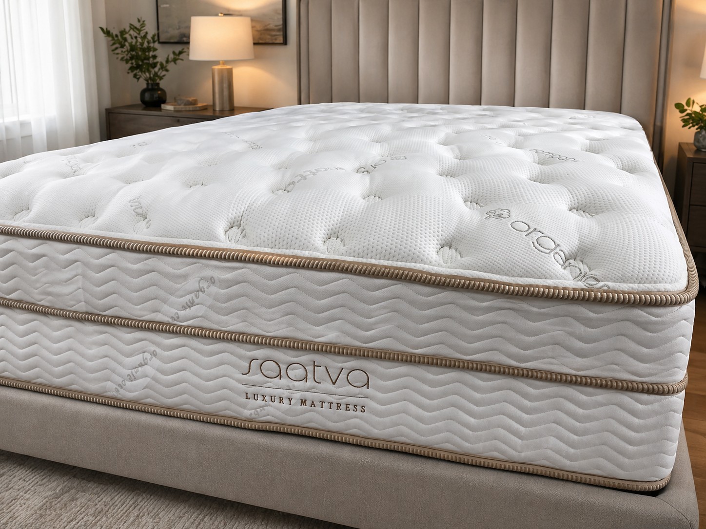 Saatva Queen Memory Coil Mattress Medium Firm Wavy Pattern Luxury