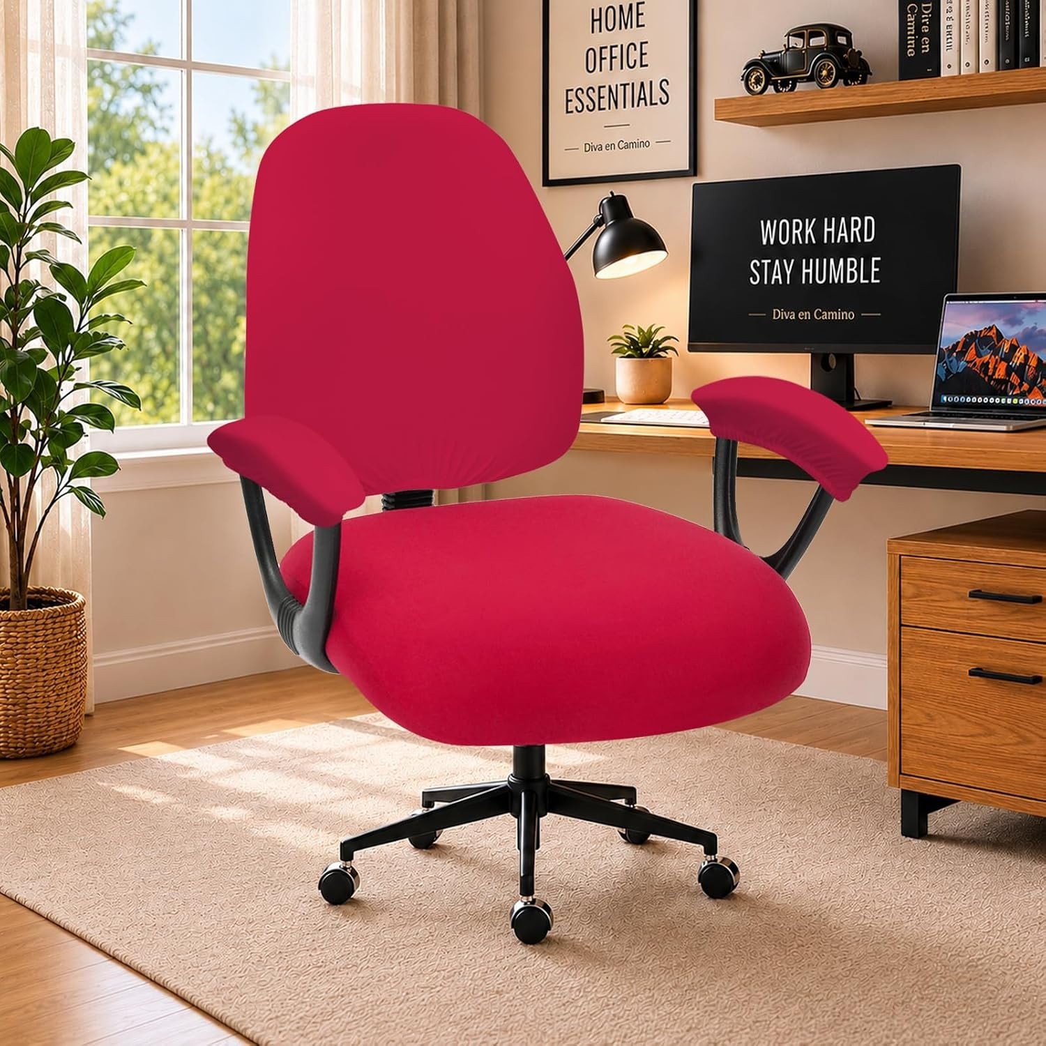 Comfort & Style: Red Stretch Chair Covers for All Office Chairs – Set of 4