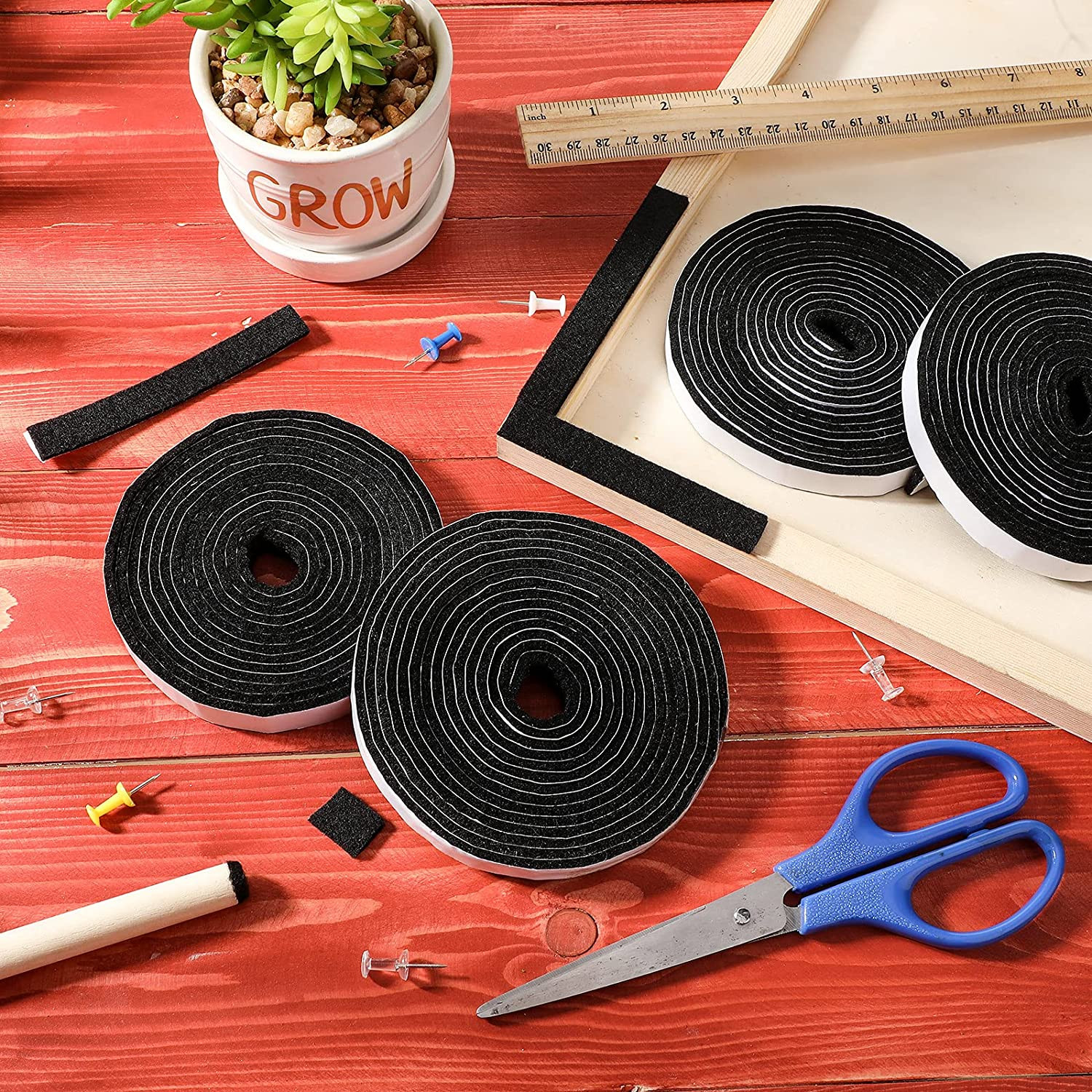4 Rolls 120 Inch Felt Strip with Adhesive Backing Felt Tapes Furniture Strip Rol
