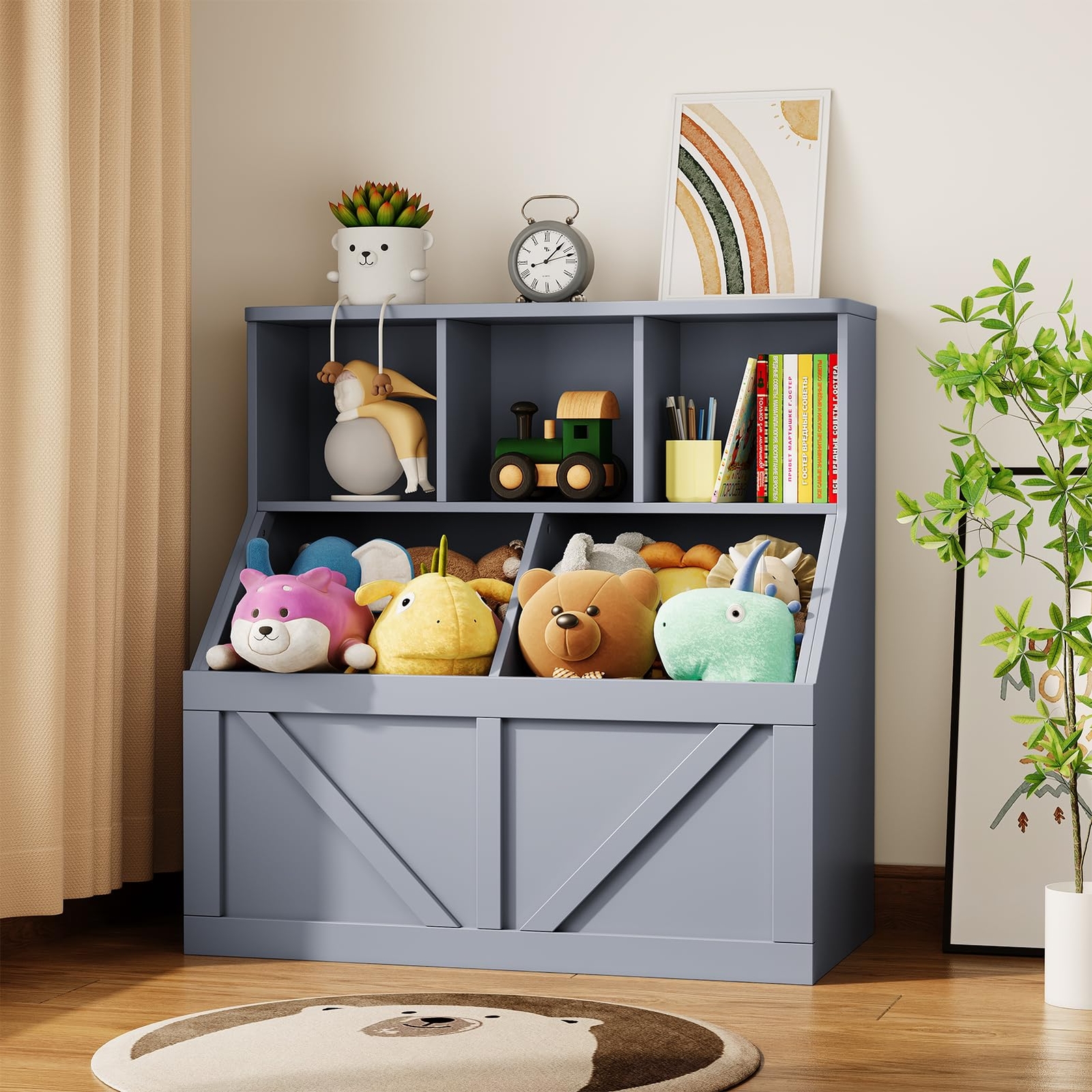 Kids Toy Storage Organizer, Kids Bookshelf, Storage Organizer for Boys & Girls