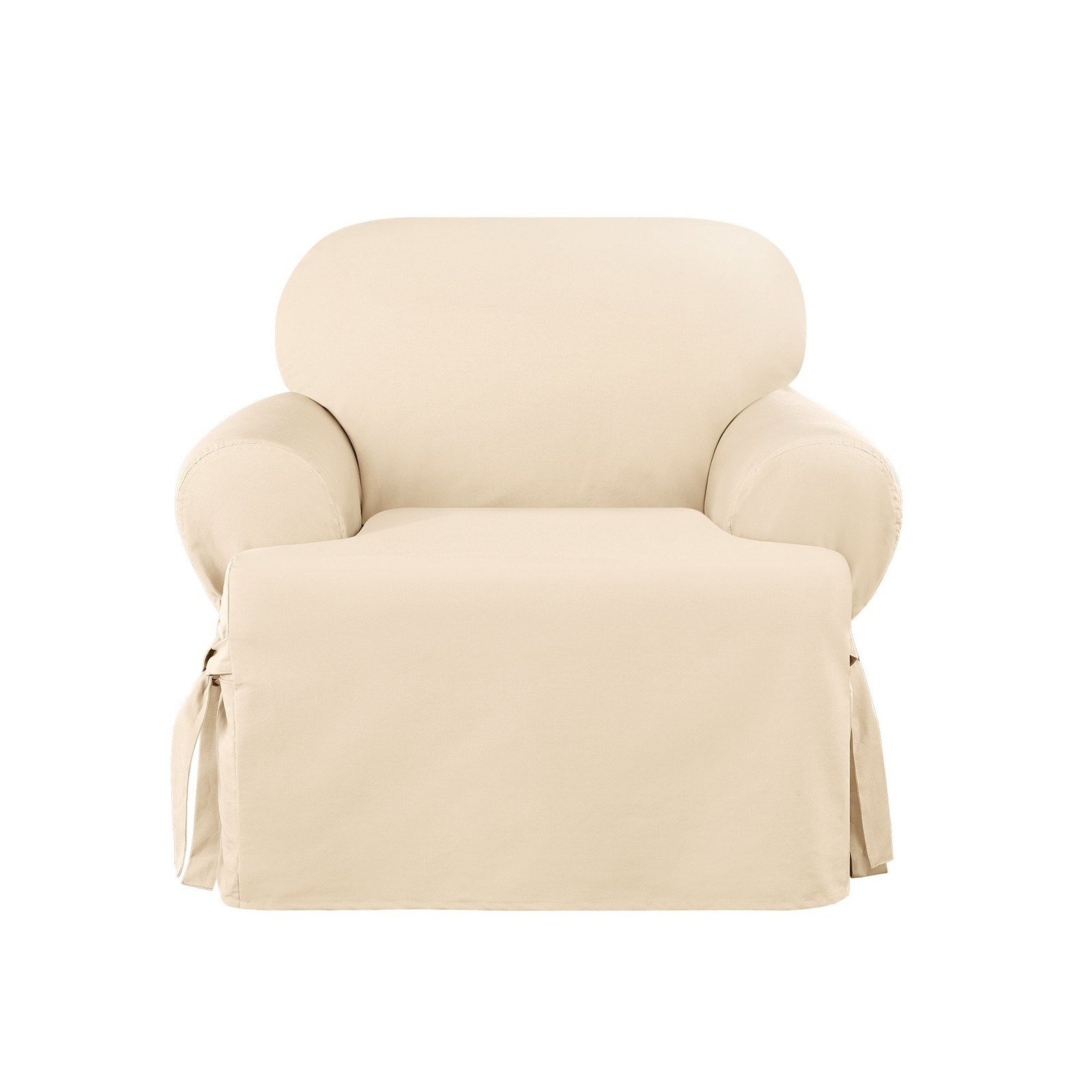 SureFit Heavyweight Cotton Duck Armchair T-Cushion Chair, Khaki