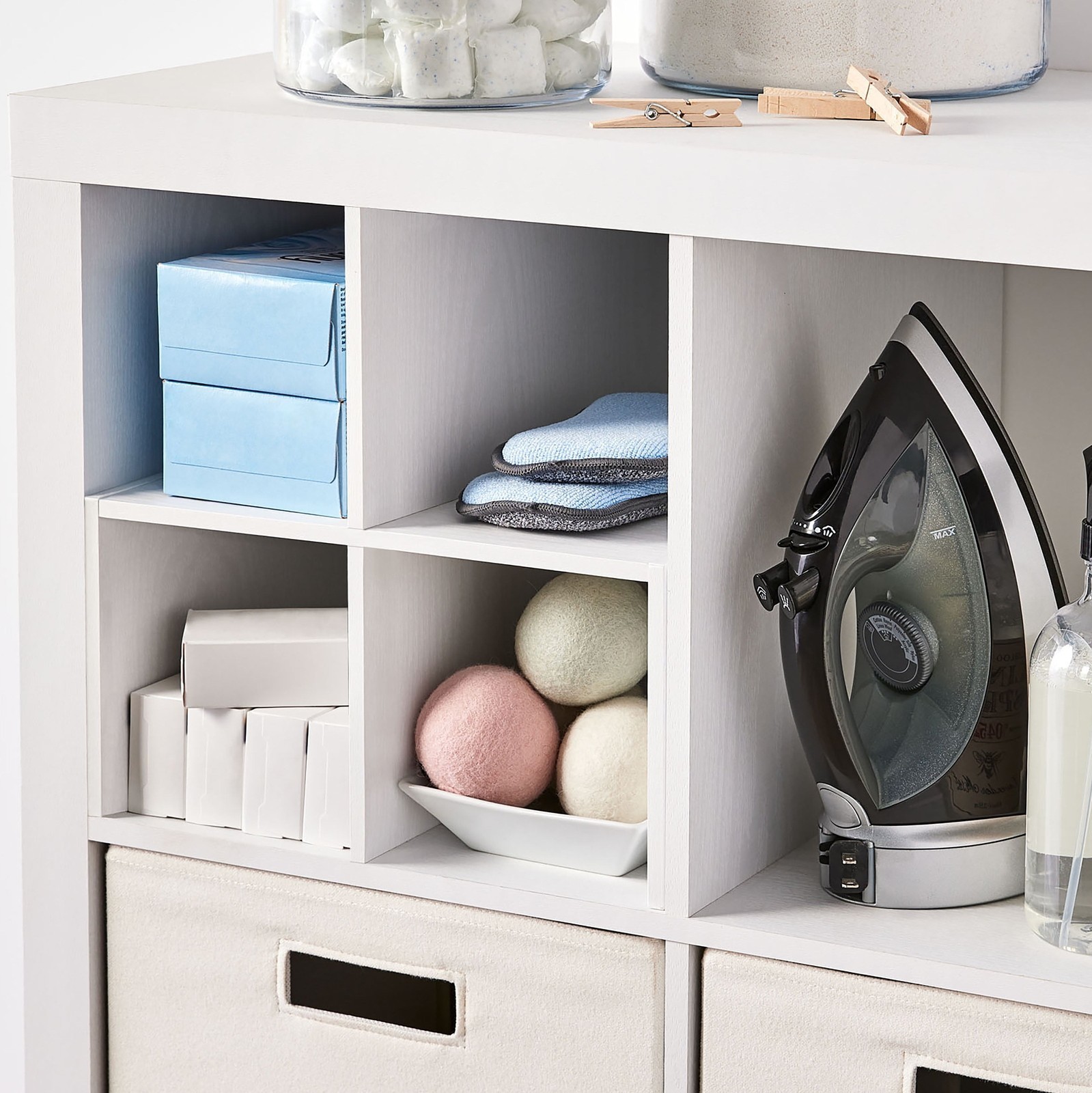 BHG Cube Organizer Quad Shelf Divider Sectional Insert Storage White 4.4lb New