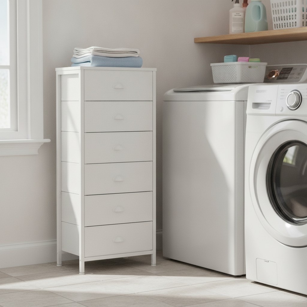 White Tall Dresser for Bedroom,Vertical Storage Tower Unit and End Table with…